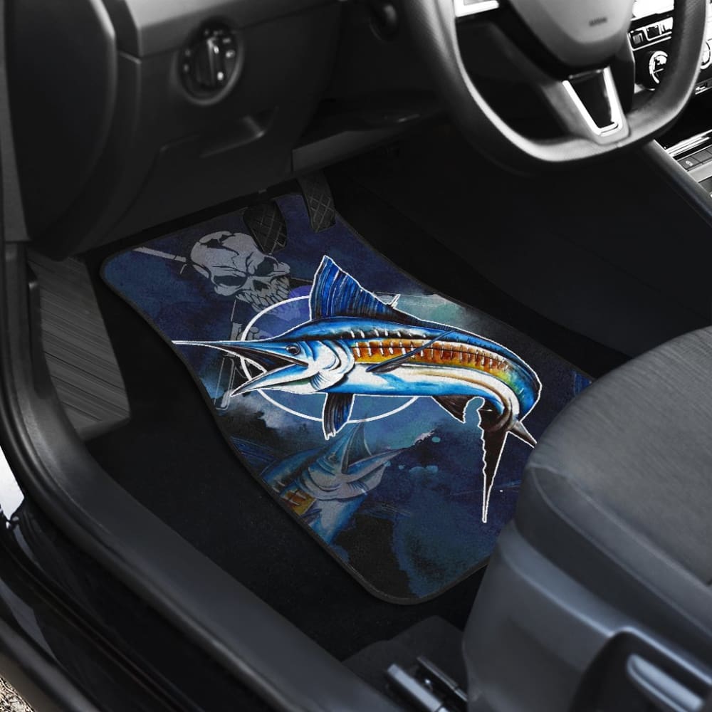 Fishing Car Mats Blue Marlin Mix Fisherman Skull Car Decor 182417 - YourCarButBetter