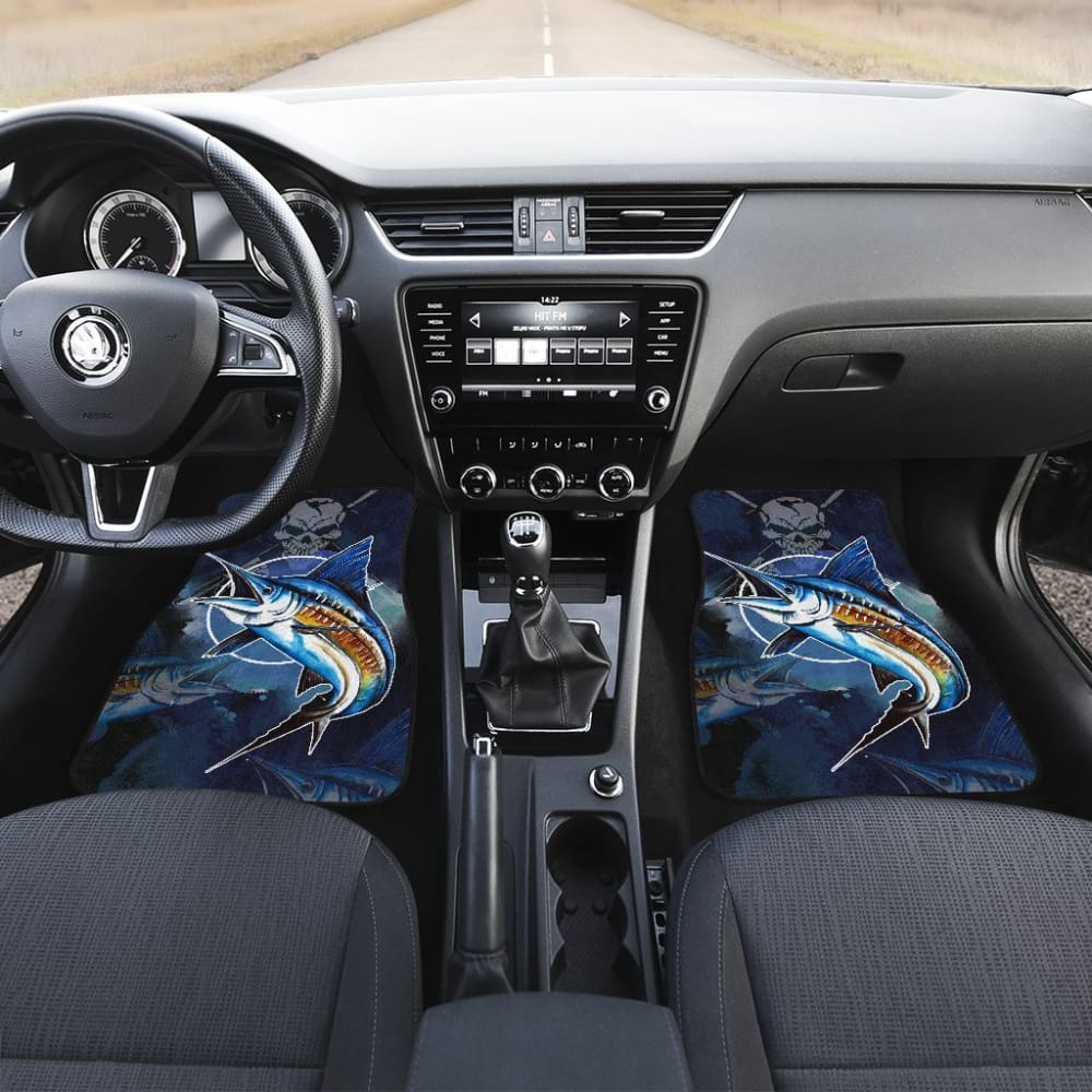 Fishing Car Mats Blue Marlin Mix Fisherman Skull Car Decor 182417 - YourCarButBetter