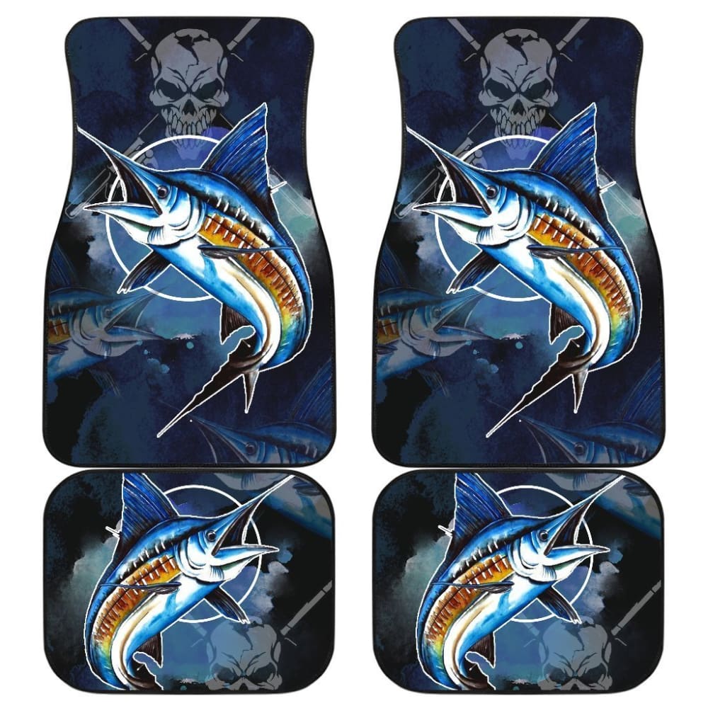 Fishing Car Mats Blue Marlin Mix Fisherman Skull Car Decor 182417 - YourCarButBetter