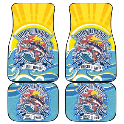 Fishing Car Mats Born To Fish Force To Work Car Decor 182417 - YourCarButBetter