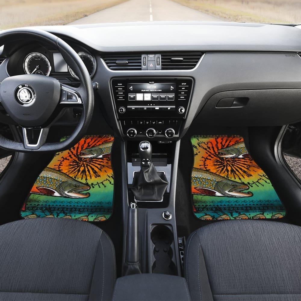 Fishing Car Mats Brook Trout Tied Dye Style Car Decor 182417 - YourCarButBetter