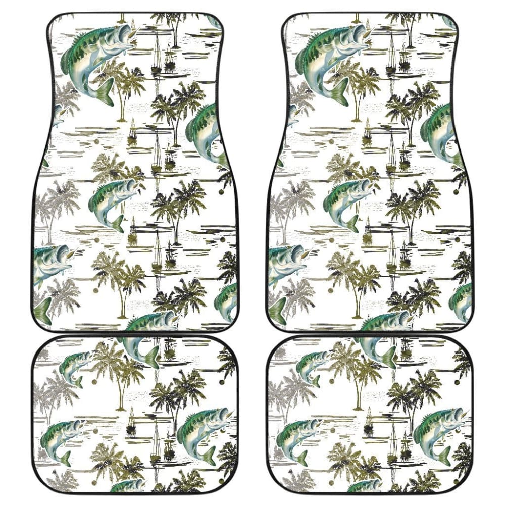 Fishing Car Mats Largemouth Bass Fish Pattern Hawaii Style Car Decor 182417 - YourCarButBetter