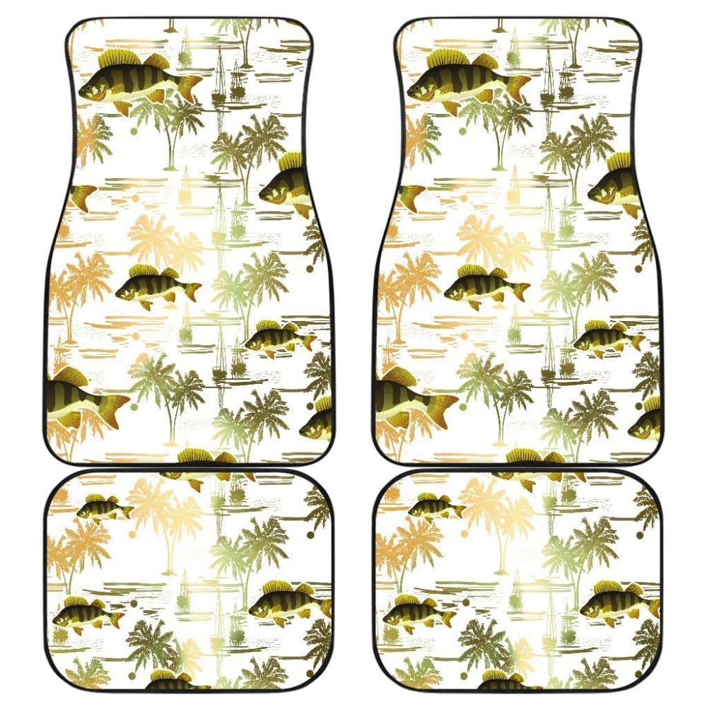Fishing Car Mats Yellow Perch Fish Pattern Hawaii Style Car Decor 182417 - YourCarButBetter