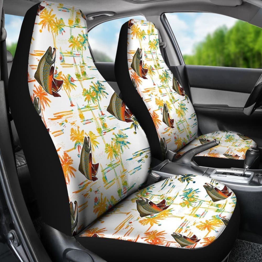 Fishing Car Seat Covers Brook Trout Pattern Hawaii Style 182417 - YourCarButBetter