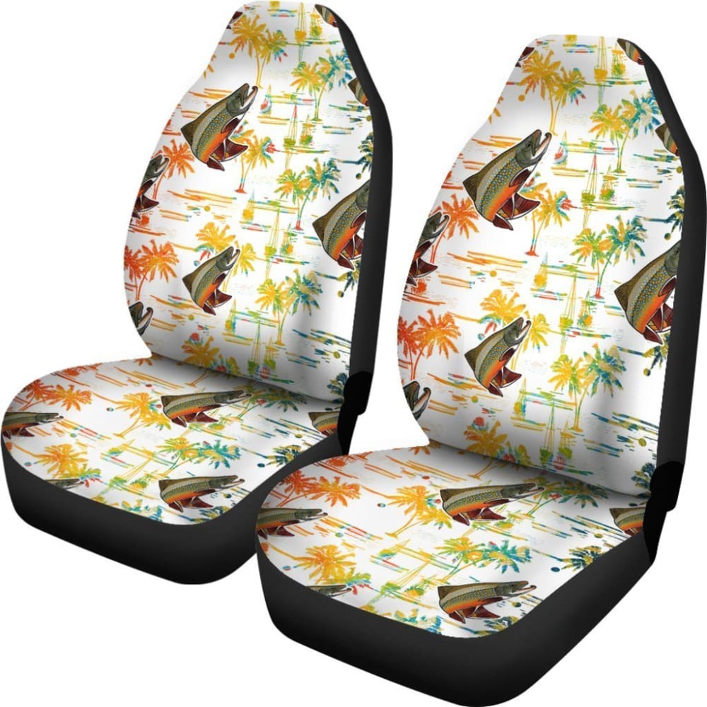 Fishing Car Seat Covers Brook Trout Pattern Hawaii Style 182417 - YourCarButBetter