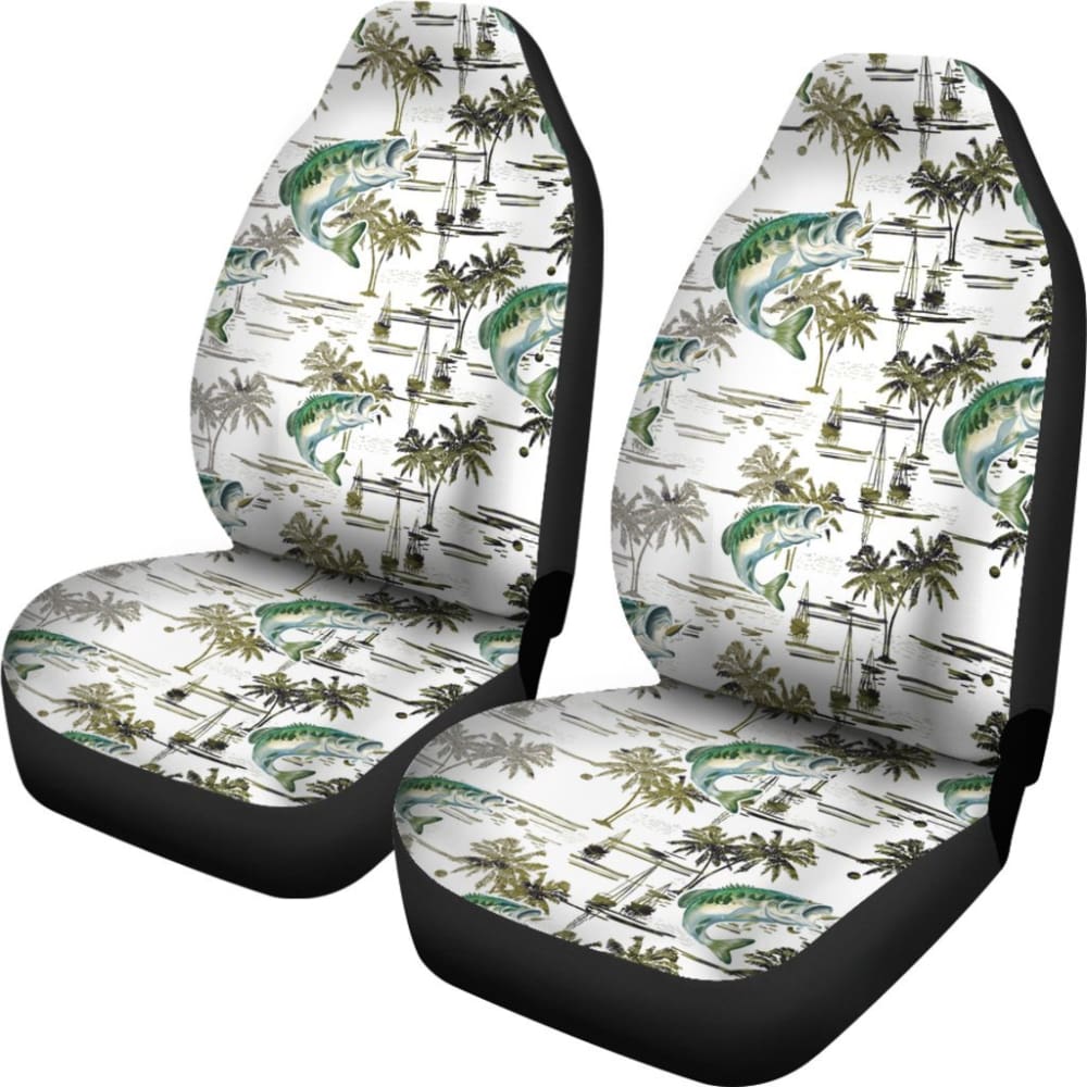 Fishing Car Seat Covers Largemouth Bass Pattern Hawaii Style 182417 - YourCarButBetter