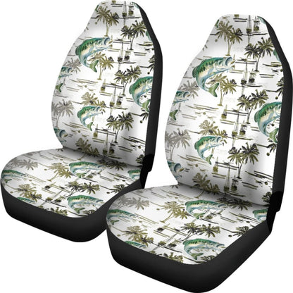 Fishing Car Seat Covers Largemouth Bass Pattern Hawaii Style 182417 - YourCarButBetter