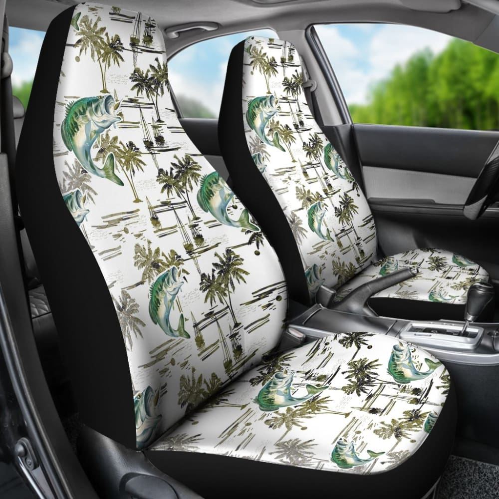 Fishing Car Seat Covers Largemouth Bass Pattern Hawaii Style 182417 - YourCarButBetter