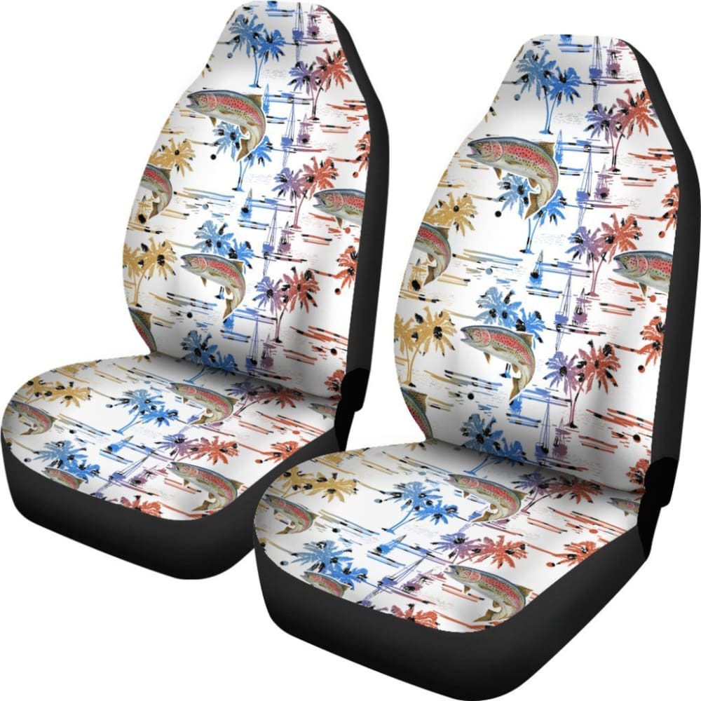 Fishing Car Seat Covers Rainbow Trout Pattern Hawaii Style 182417 - YourCarButBetter