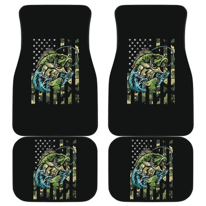 Fishing Largemouth Bass American Flag Car Floor Mats 210906 - YourCarButBetter