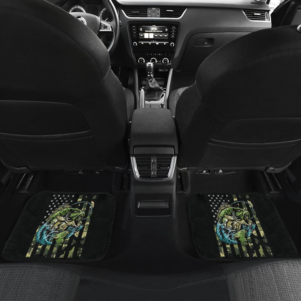 Fishing Largemouth Bass American Flag Car Floor Mats 210906 - YourCarButBetter