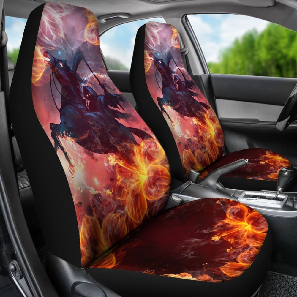 Flaming Fire Grim Reaper Death From Hell Car Seat Covers 212304 - YourCarButBetter