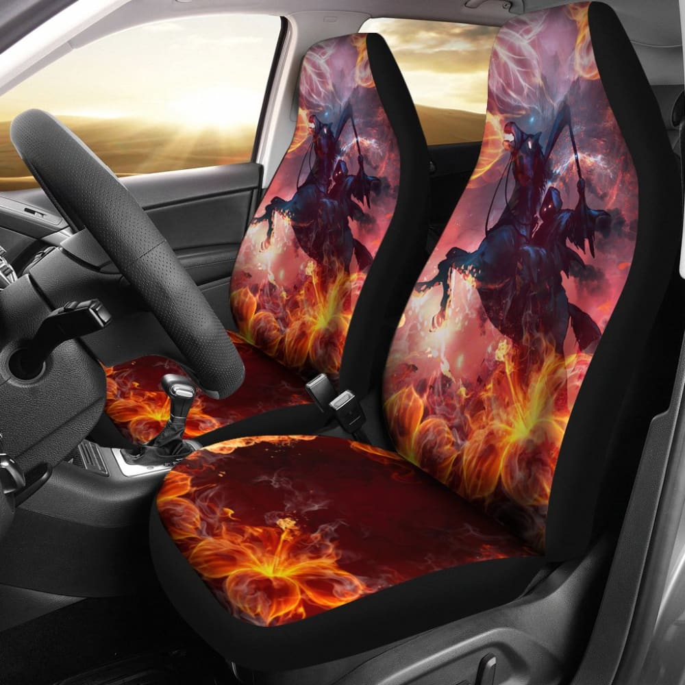 Flaming Fire Grim Reaper Death From Hell Car Seat Covers 212304 - YourCarButBetter