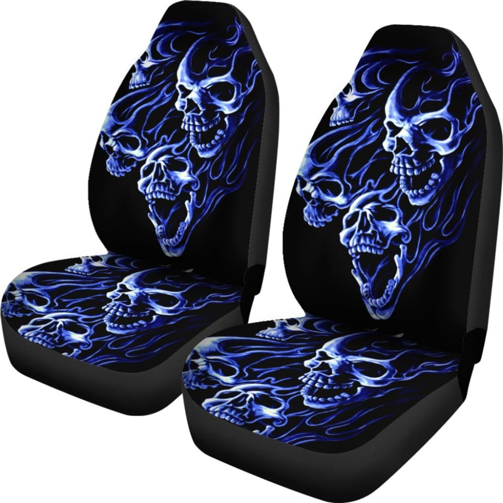 Flaming Gothic Skull Car Seat Covers 103131 - YourCarButBetter