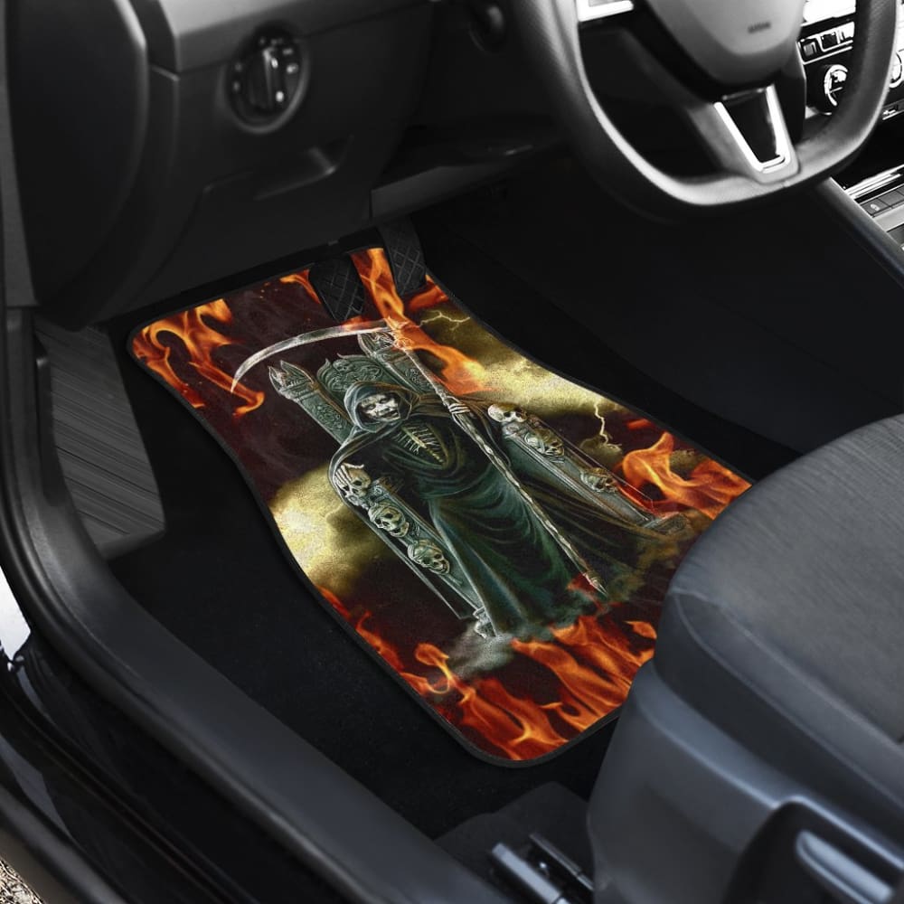 Flaming Grim Reaper Fire Car Floor Mats 212304 - YourCarButBetter