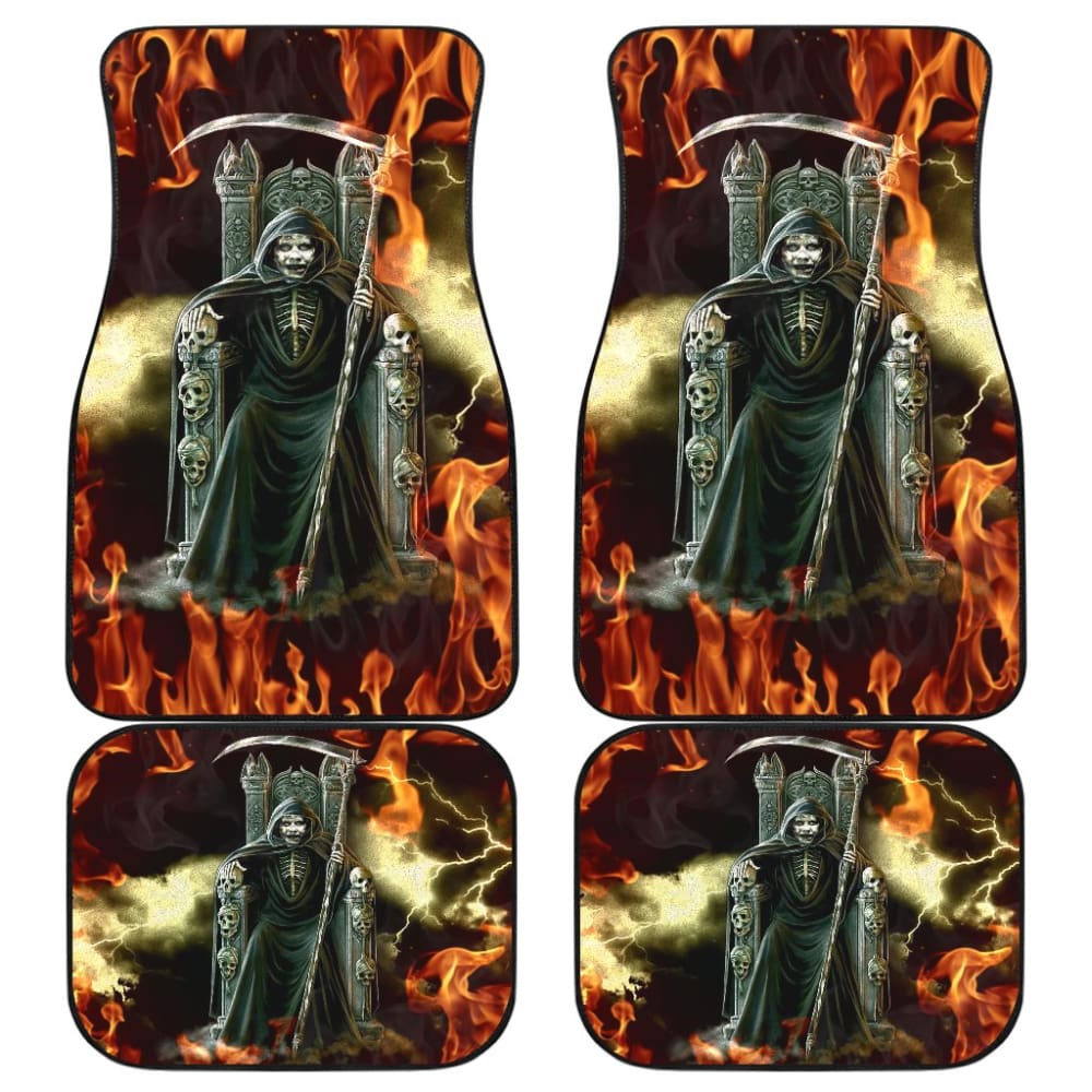 Flaming Grim Reaper Fire Car Floor Mats 212304 - YourCarButBetter