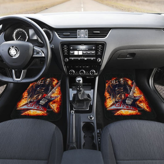 Flaming Guitar Skull Car Mats 103131 - YourCarButBetter