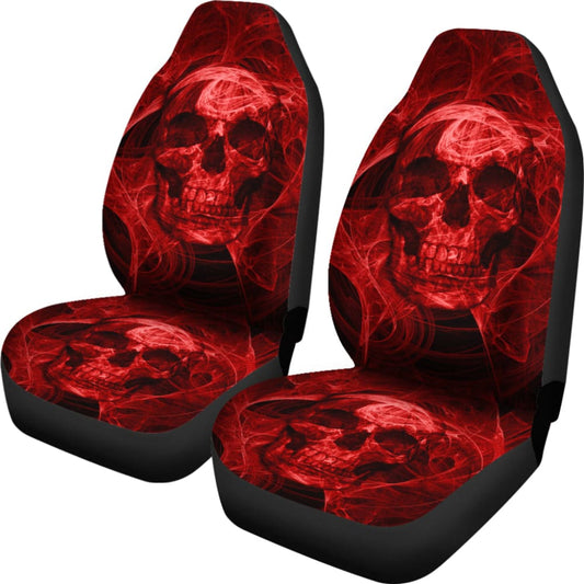Flaming Red Fire Skull Car Seat Covers 211901 - YourCarButBetter