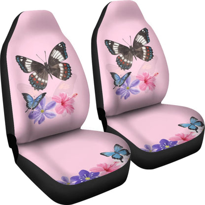 Floral Colorful Butterflies Pink Themed Car Seat Covers 211301 - YourCarButBetter