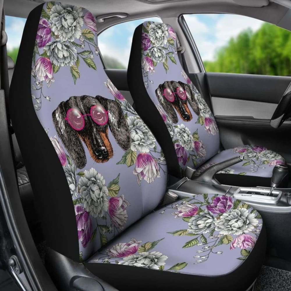 Floral Dachshund Car Seat Covers 092813 - YourCarButBetter