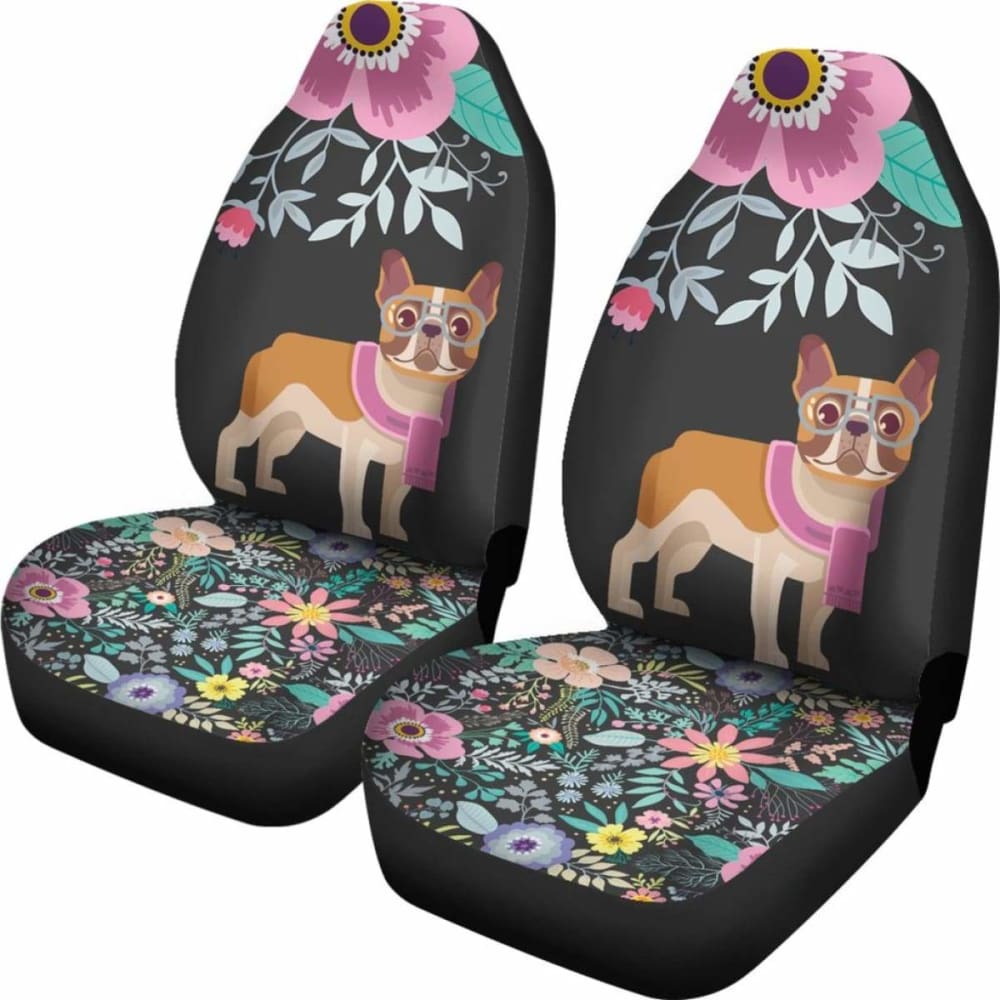 Floral French Bulldog Car Seat Covers 194110