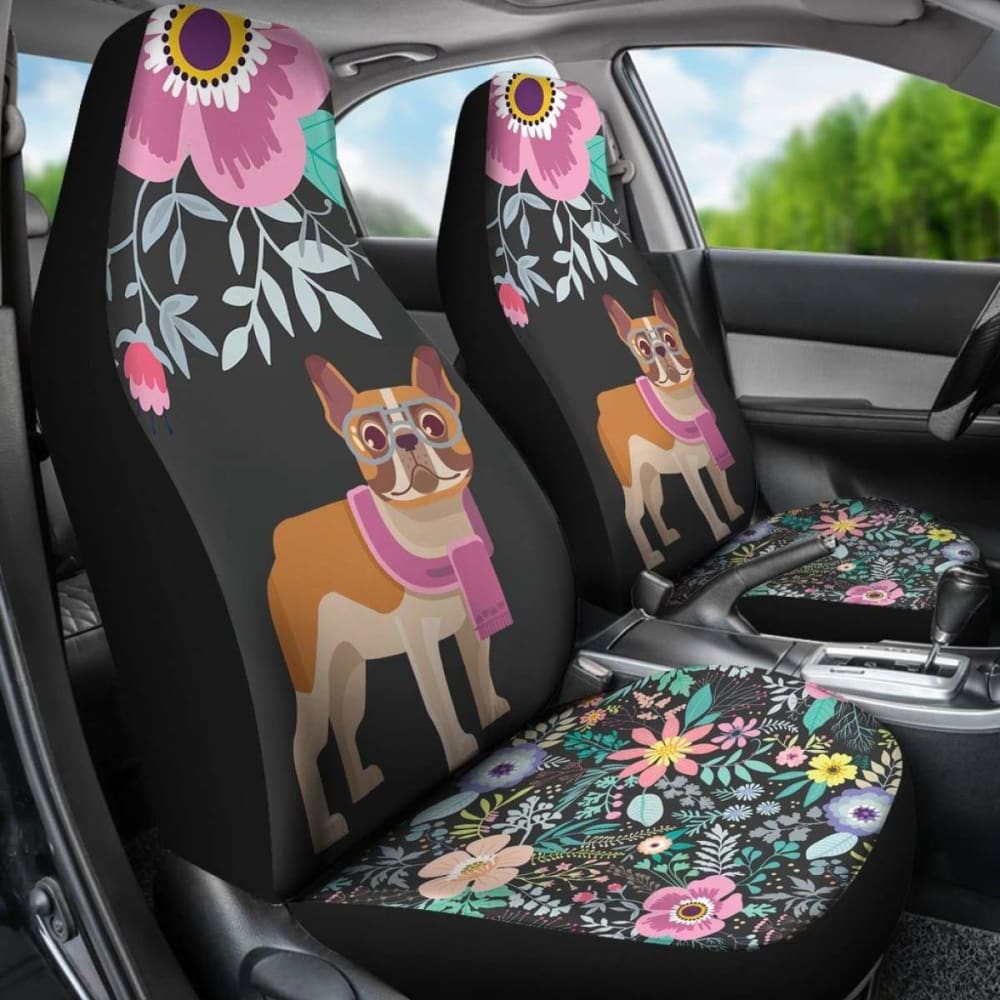 Floral French Bulldog Car Seat Covers 194110