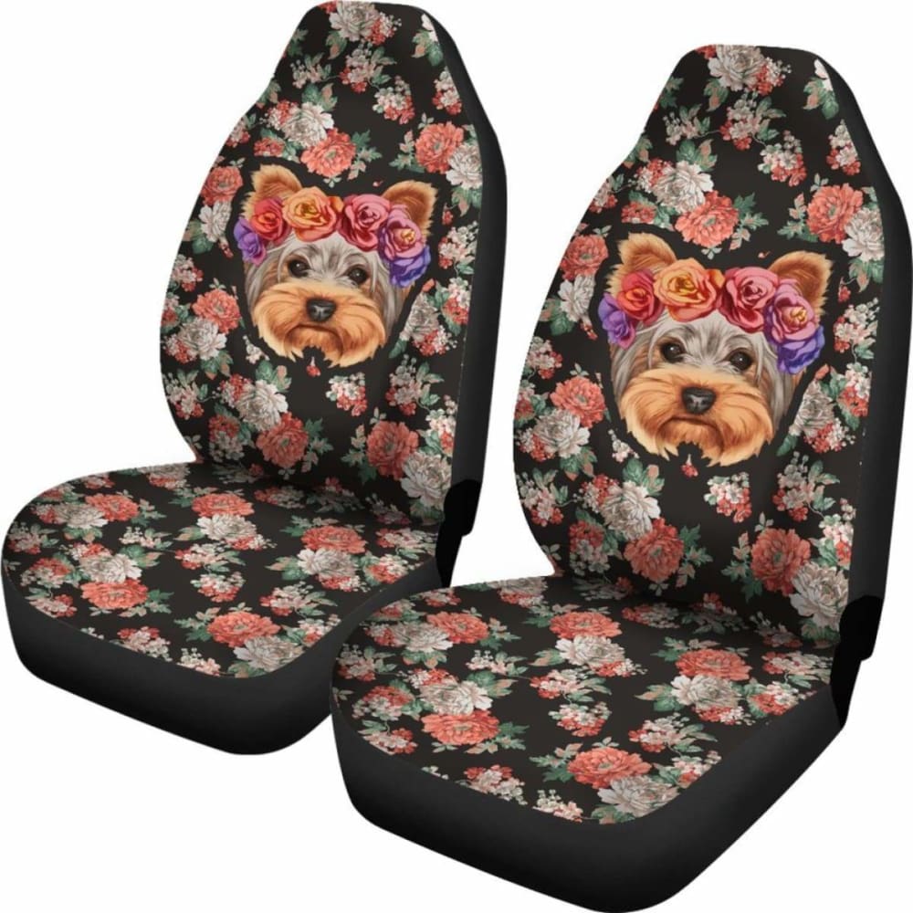 Floral Yorkie Car Seat Cover 221205 - YourCarButBetter