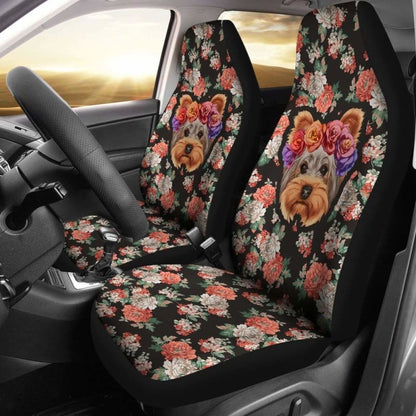 Floral Yorkie Car Seat Cover 221205 - YourCarButBetter