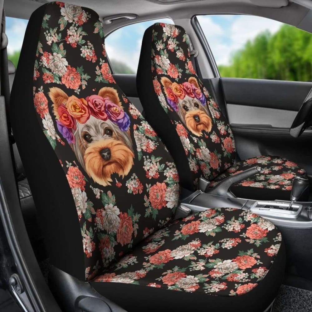 Floral Yorkie Car Seat Cover 221205 - YourCarButBetter