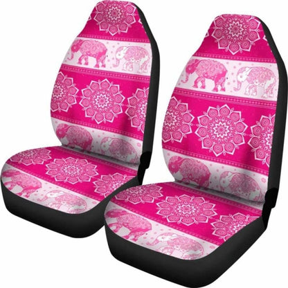 Flower Mandala Elephant Pink Car Seat Covers 202820 - YourCarButBetter
