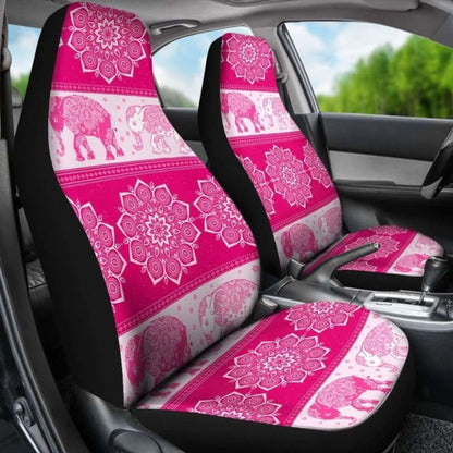 Flower Mandala Elephant Pink Car Seat Covers 202820 - YourCarButBetter