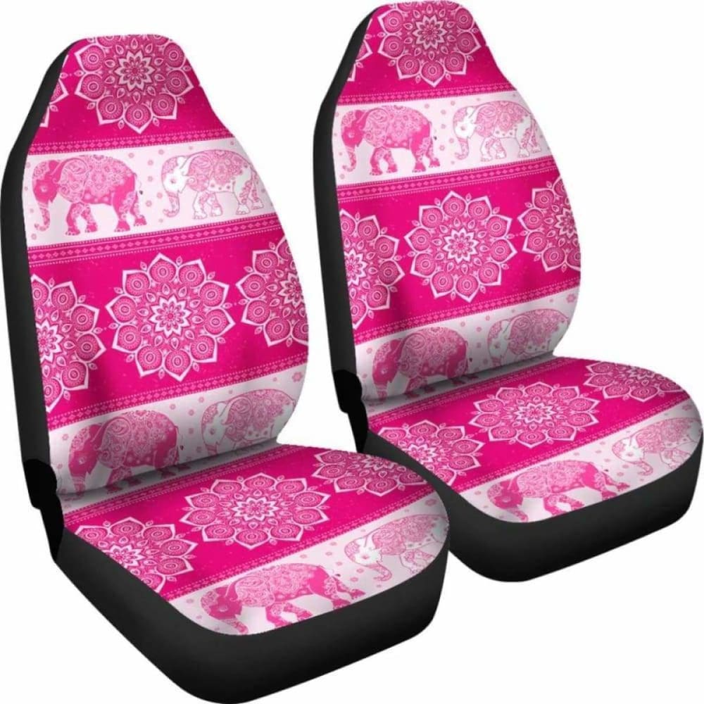 Flower Mandala Elephant Pink Car Seat Covers 202820 - YourCarButBetter
