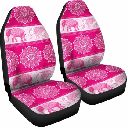 Flower Mandala Elephant Pink Car Seat Covers 202820 - YourCarButBetter