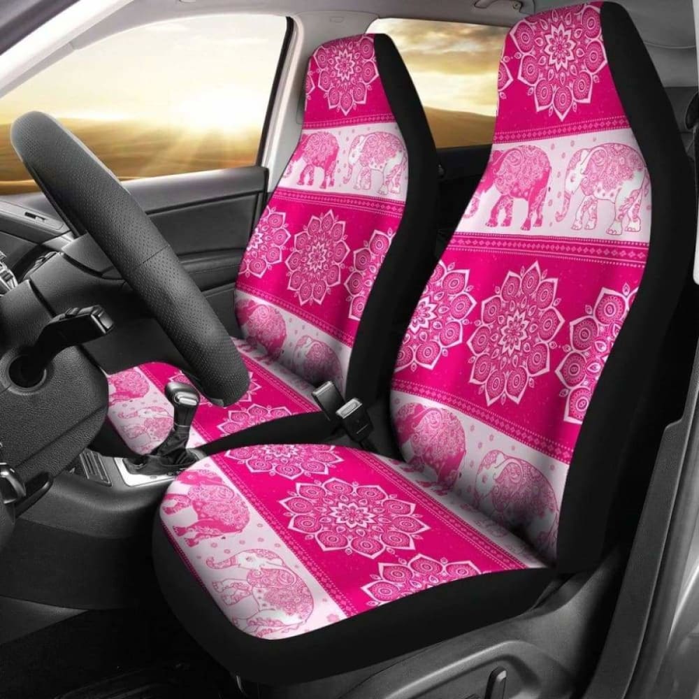 Flower Mandala Elephant Pink Car Seat Covers 202820 - YourCarButBetter