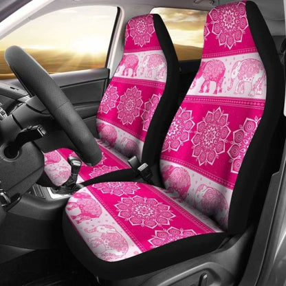 Flower Mandala Elephant Pink Car Seat Covers 202820 - YourCarButBetter