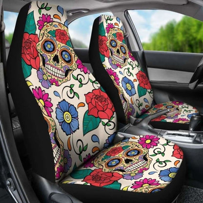 Flower Sugar Skull Car Seat Covers 101207