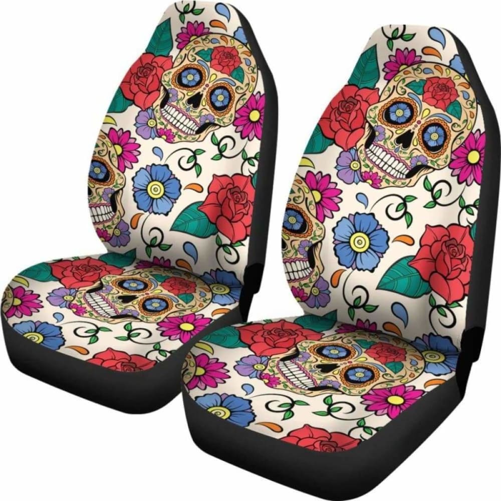 Flower Sugar Skull Car Seat Covers 101207
