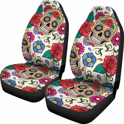 Flower Sugar Skull Car Seat Covers 101207