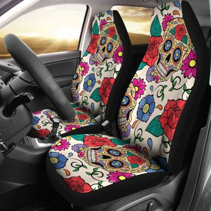 Flower Sugar Skull Car Seat Covers 101207