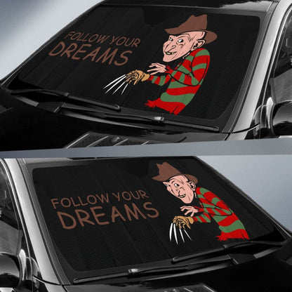 Freddy Krueger Follow Your Dreams Car Auto Sun Shades 212903 - YourCarButBetter