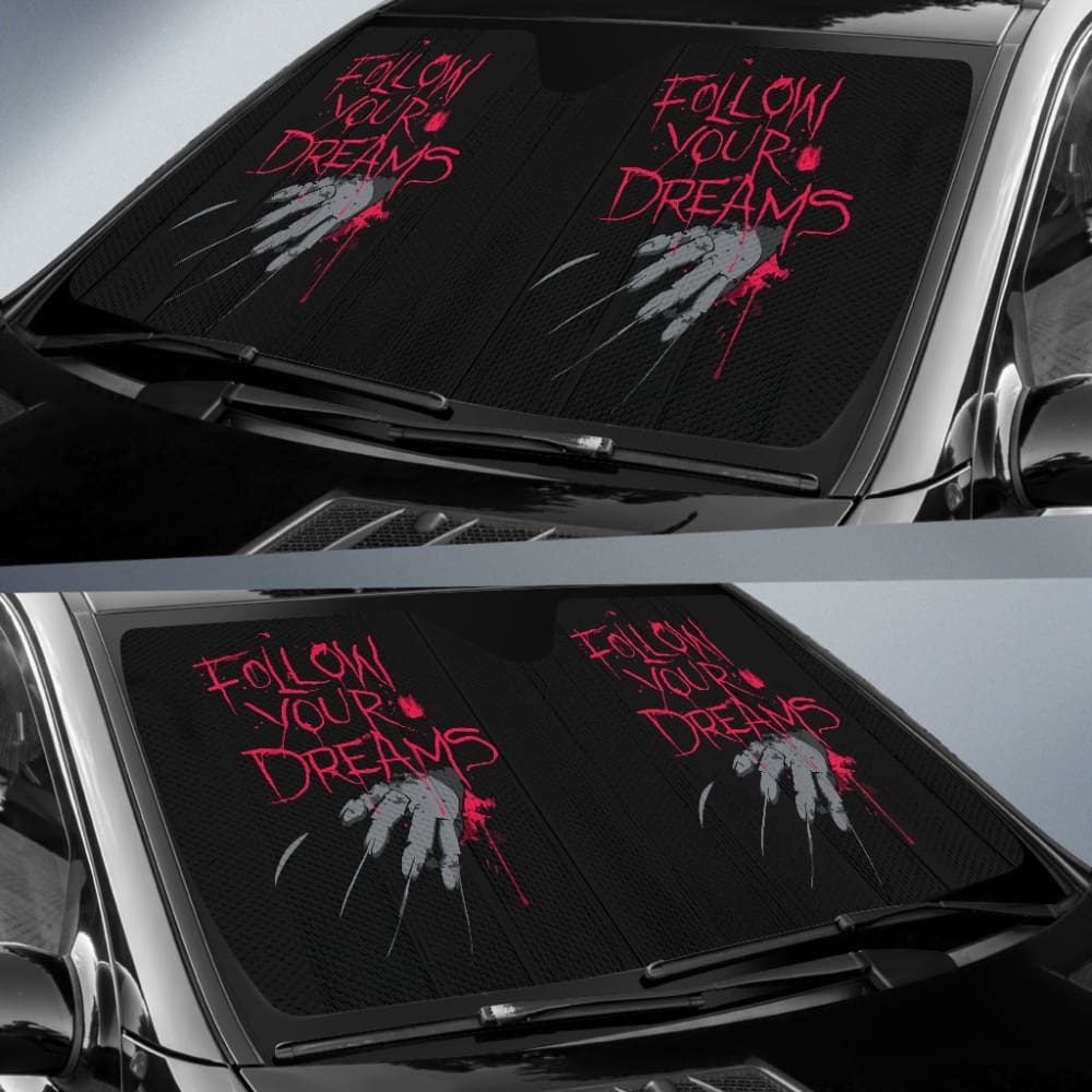 Freddy Krueger Follow Your Dreams Nightmare On Elm Street Car Auto Sun Shades 212903 - YourCarButBetter