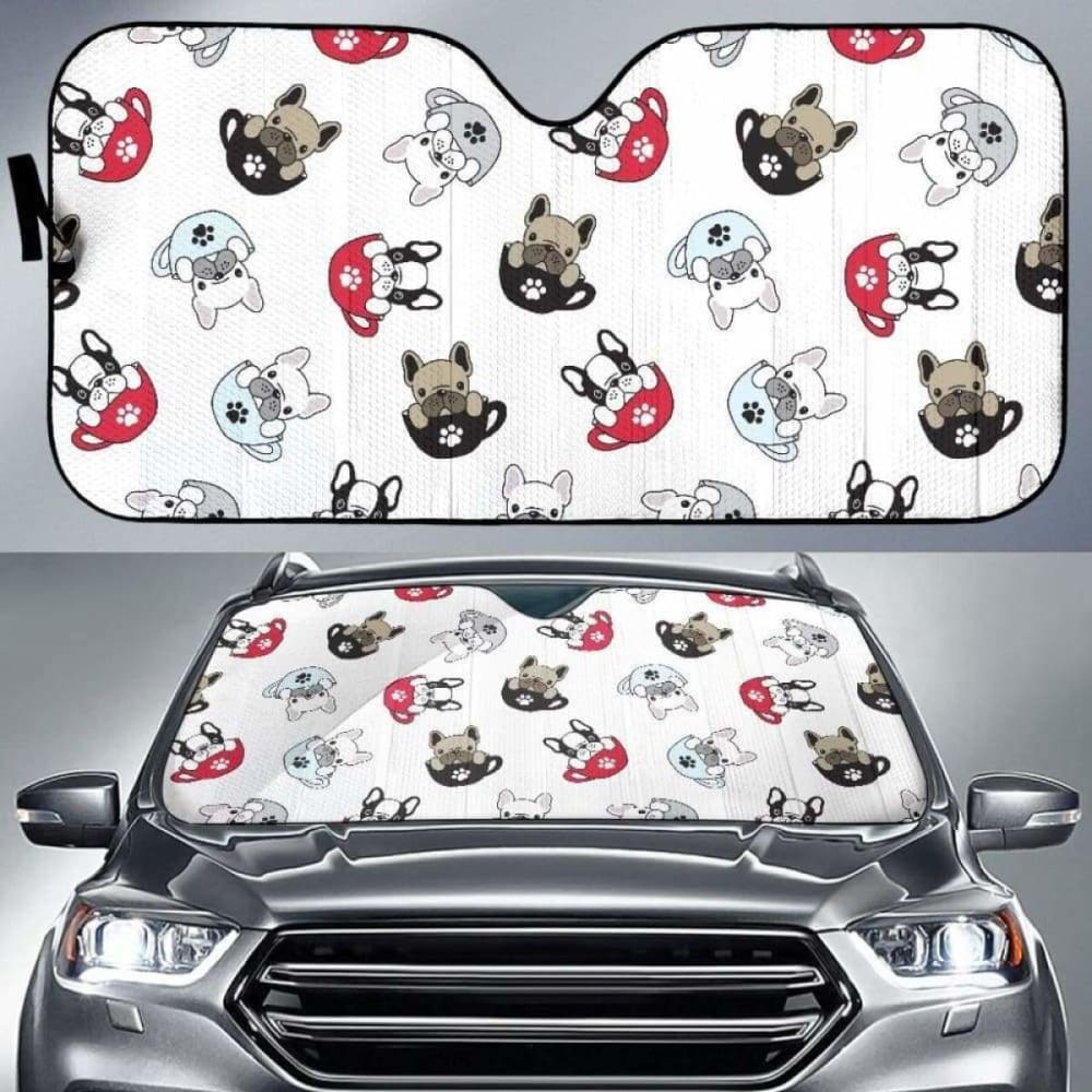 French Bulldog Cup Paw Pattern Car Auto Sun Shades 172609 - YourCarButBetter