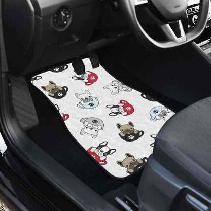French Bulldog Cup Paw Pattern Front And Back Car Mats 203410