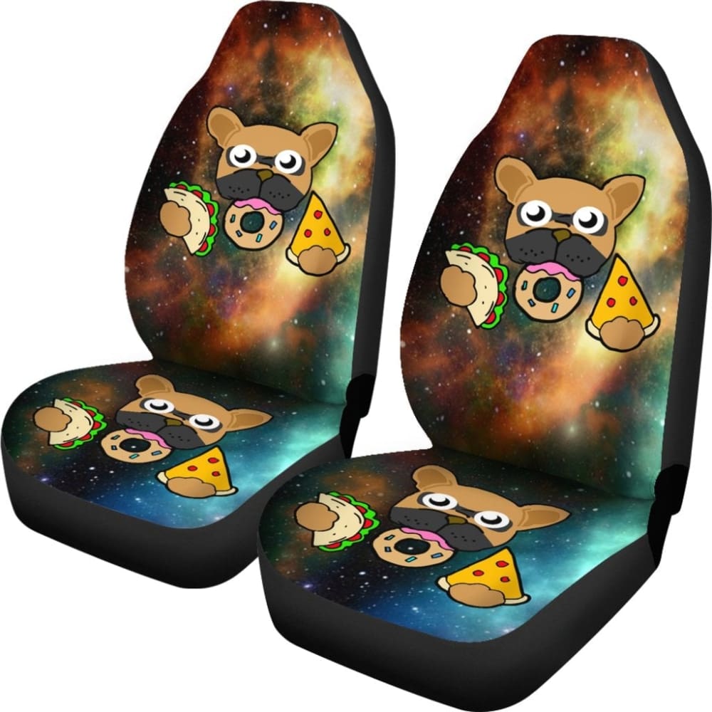 French Bulldog Eating Tacos Donuts and Pizza Car Seat Covers 094201 - YourCarButBetter