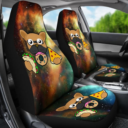 French Bulldog Eating Tacos Donuts and Pizza Car Seat Covers 094201 - YourCarButBetter