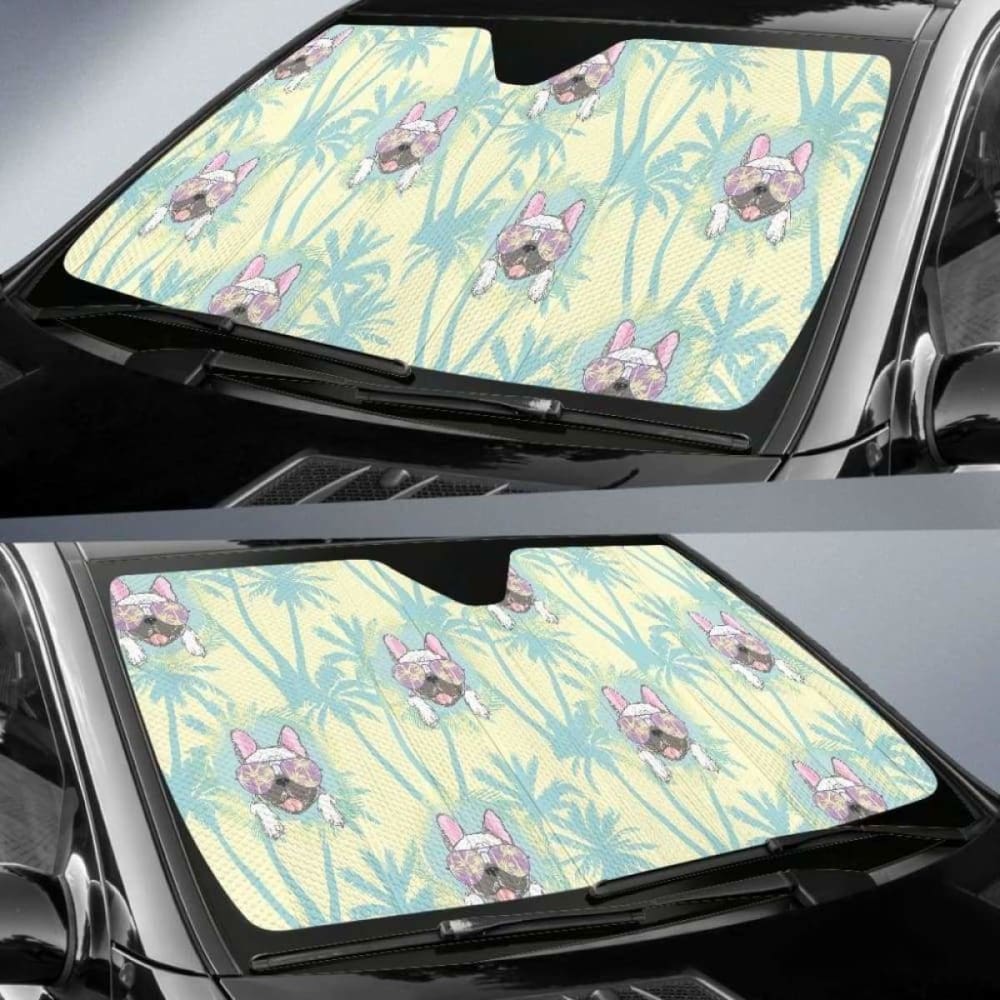 French Bulldog Hawaii Blackground Car Auto Sun Shades 172609 - YourCarButBetter