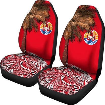 French Polynesia Car Seat Covers Palm Tree Polynesian Pattern 174510 - YourCarButBetter