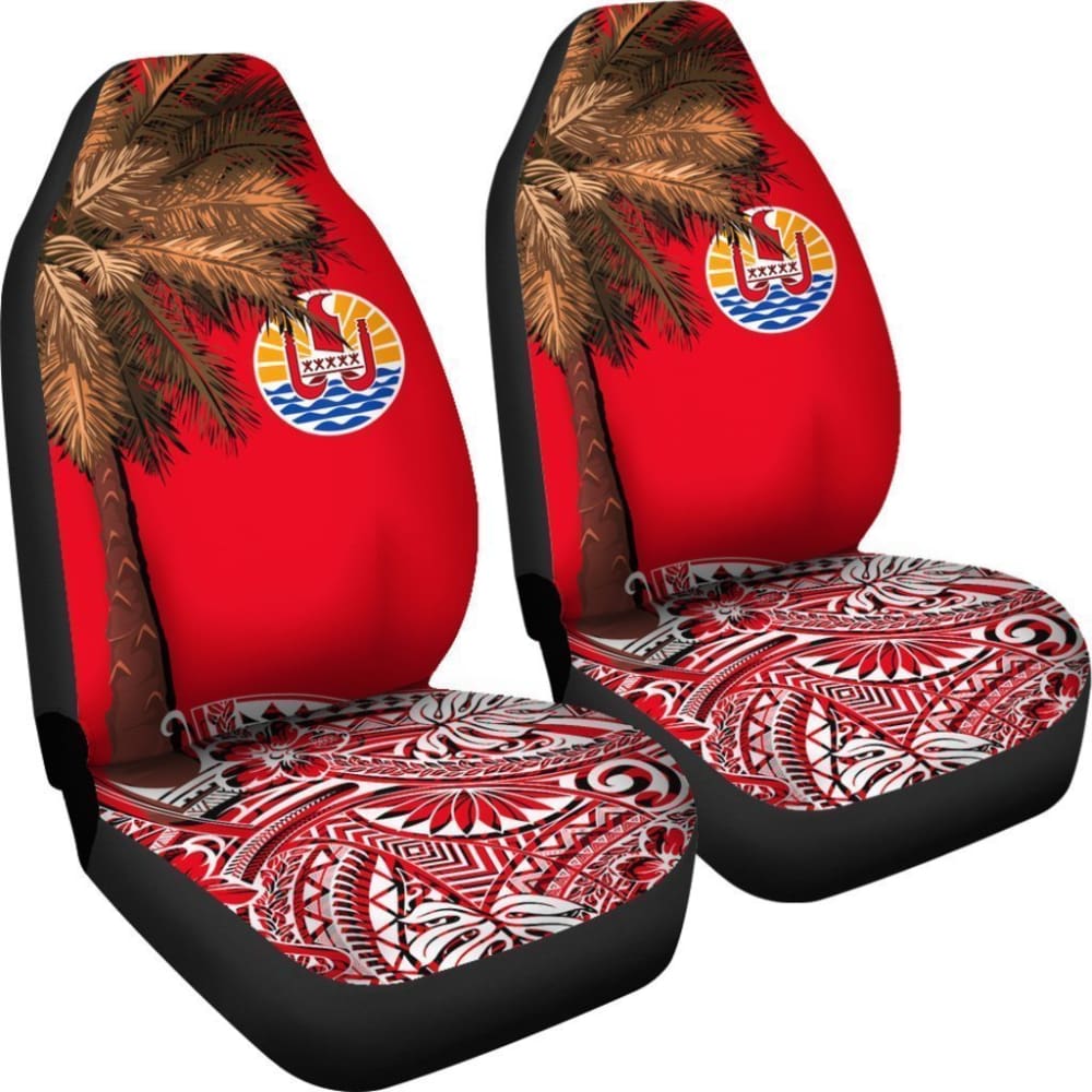 French Polynesia Car Seat Covers Palm Tree Polynesian Pattern 174510 - YourCarButBetter