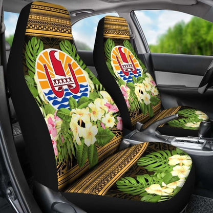 French Polynesia Tahiti Car Seat Covers -Tahiti Of Seal Tropical Flowers Style - 105905 - YourCarButBetter