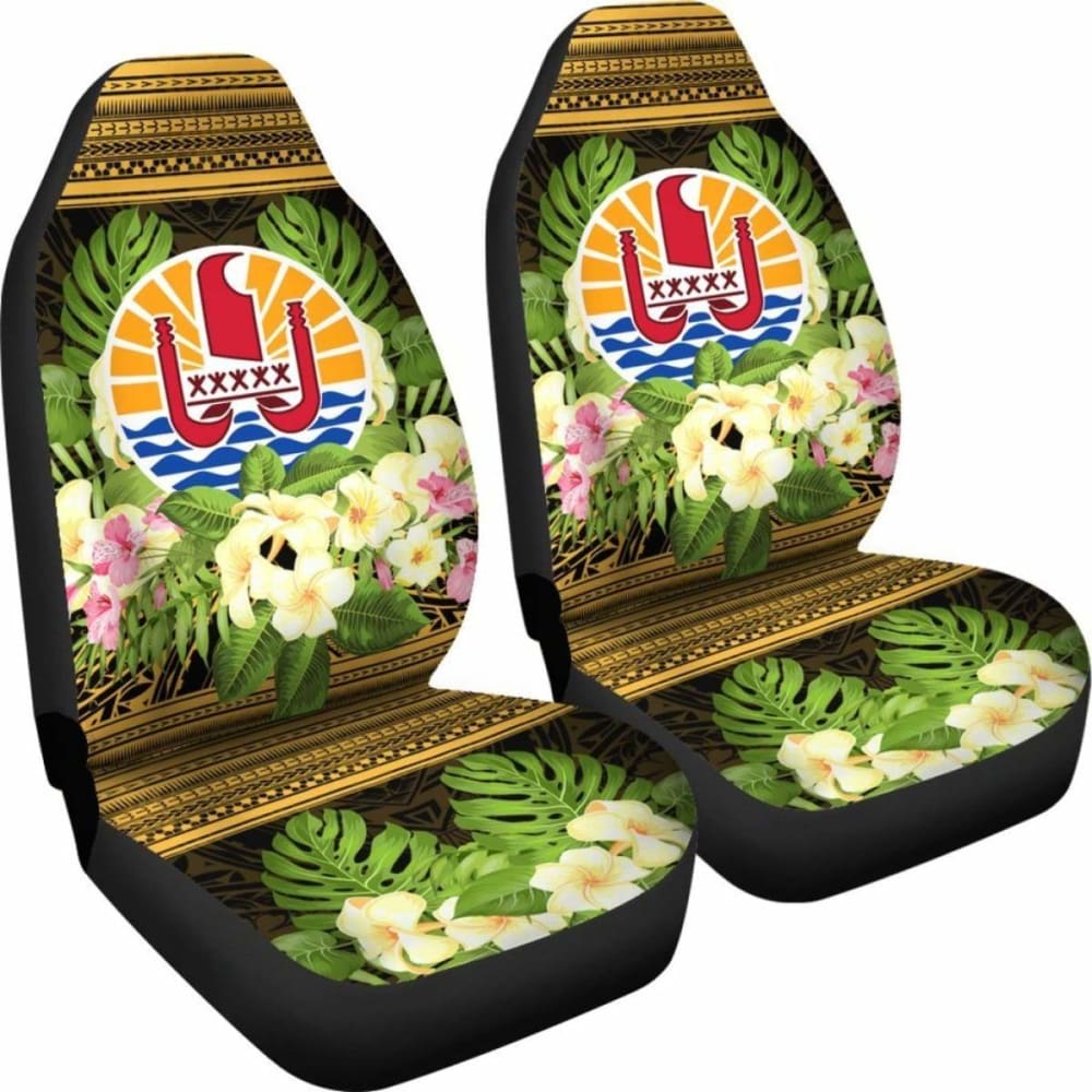 French Polynesia Tahiti Car Seat Covers -Tahiti Of Seal Tropical Flowers Style - 105905 - YourCarButBetter
